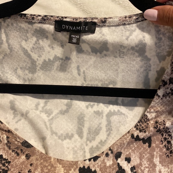 tan/black printed bodysuit from dynamite XS - Picture 3 of 4